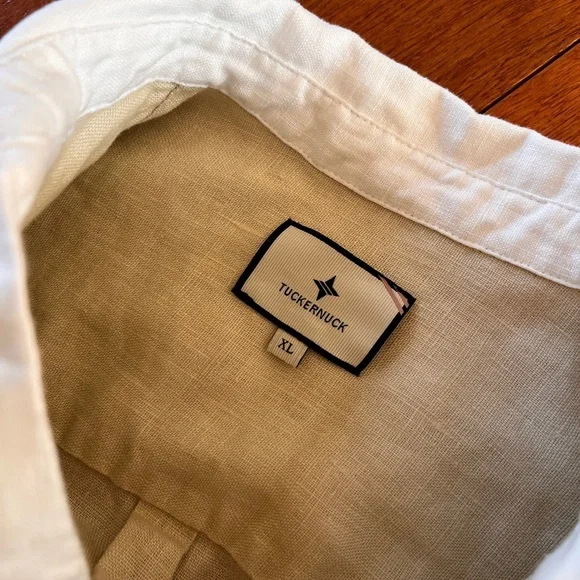 Tuckernuck 100% Linen mini collared dress in Natural Beige - Picture 3 of 10